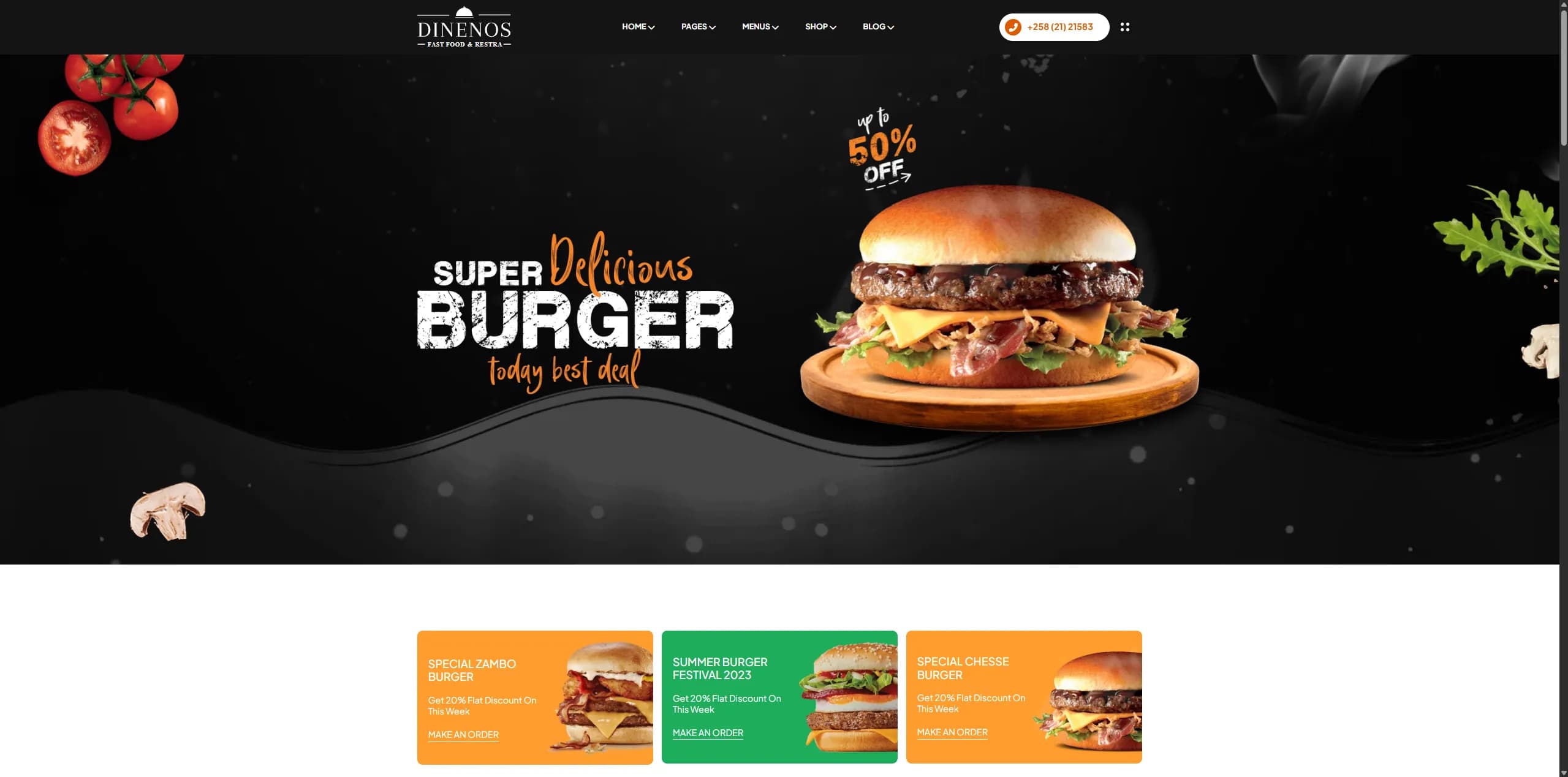 Mockup de Web para restaurante para negocio con diseño responsive
