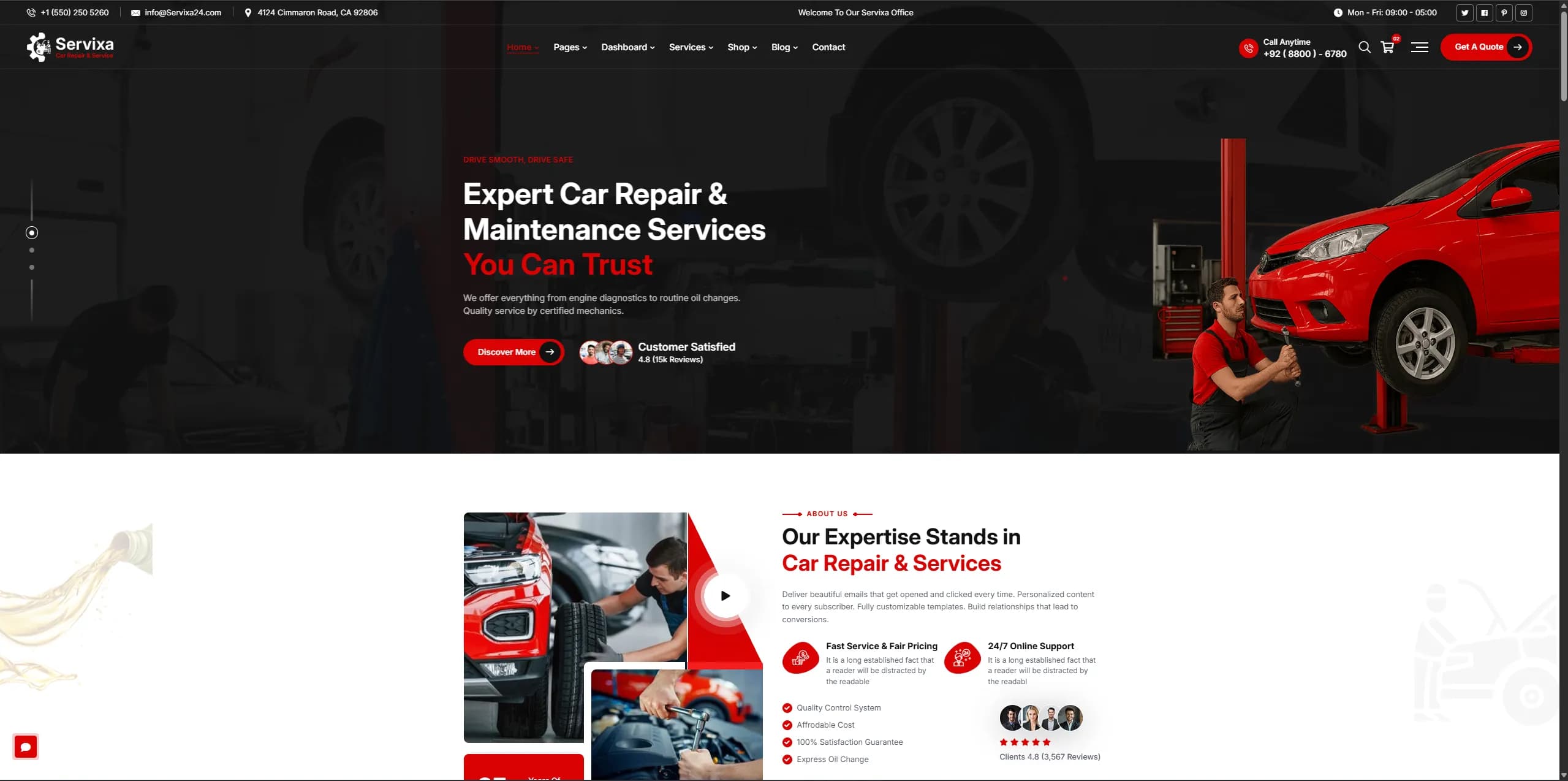 Mockup de Web para taller para negocio con diseño responsive